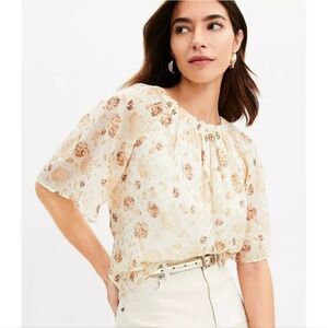 Loft Metallic Clip Open Tie Back Blouse